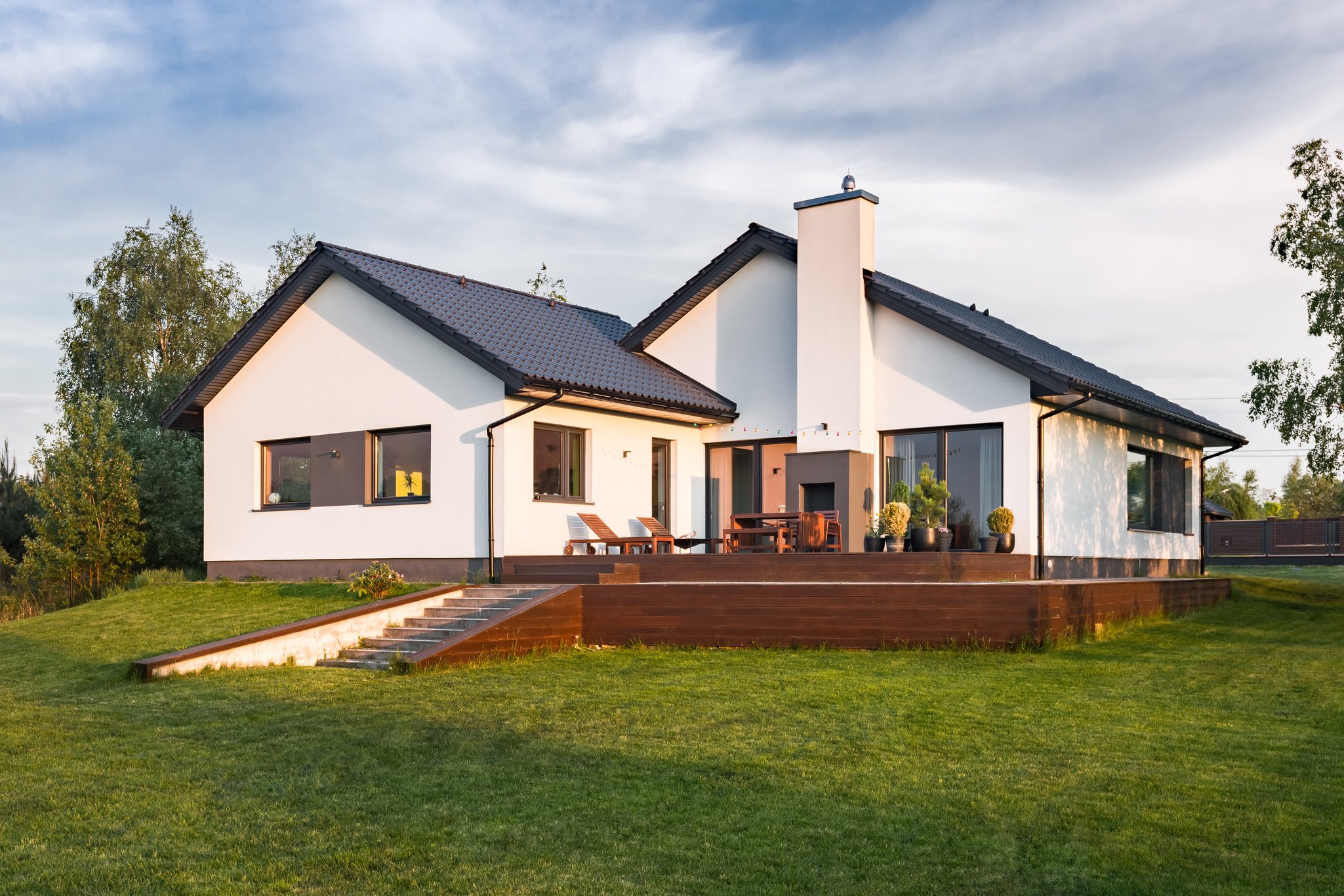 Modern family house with patio